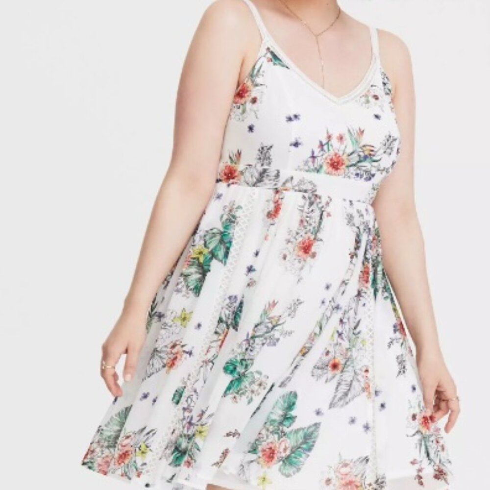 Torrid White Crochet Chiffon Mini Dress NWOT